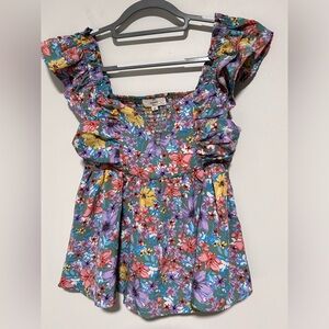 Entro Floral Ruffle Blouse - Multicolor